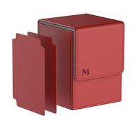 Pulchra Scatola Box Porta Carte Capacità fino a 100+ carte, con 2 Piastra di Partizione, Magnetic Flip Deck Box (Logo-M Design, Rosso)