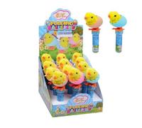 Pulcino Ballerino con Carica e Caramelle Frutta all' Interno Espositore da 12pz