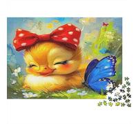 Pulcino carino Farfalla blu Puzzle 1000 Pezzi Puzzle per Adulti Carta Puzzle per Famiglia Relax Decorazione Regalo 38x26cm/1000pcs