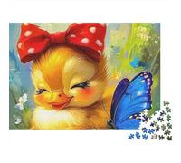 Pulcino giallo carino Puzzle per Adulti Puzzle 1000 Pezzi Materiale carta Farfalla blu Gioco di Puzzle 1000 Pezzi Relax Decorazione Regalo 38x26cm/1000pcs