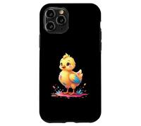 Pulcino giallo con ali blu e schizzi di colore Custodia per iPhone 11 Pro