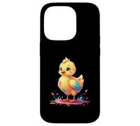 Pulcino giallo con ali blu e schizzi di colore Custodia per iPhone 14 Pro