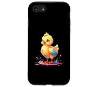 Pulcino giallo con ali blu e schizzi di colore Custodia per iPhone SE (2020) / 7/8
