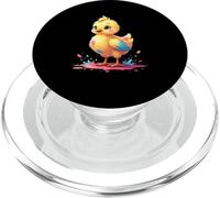 Pulcino giallo con ali blu e schizzi di colore PopSockets PopGrip per MagSafe