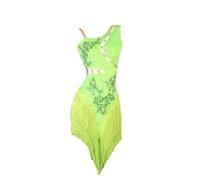 Pulcykp Abito da donna con nappa, professionale, per concorrenza di danza latina, con strass, abito da ballo samba, EN8, M