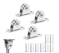 Pulegge di rinvio in metallo, puleggia di rinvio con cuscinetti duplex, puleggia a fune con cuscinetti a sfera, con 8 viti e 8 manicotti in plastica bianca (4 pezzi)