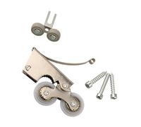 Puleggia a doppia ruota per porta scorrevole in argento, ruote di ricambio in ferro per armadi, porte doccia e finestre con rullo grande e piccolo, facile da installare, tipo A