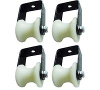 Puleggia a forma di U con base, 4 pezzi, puleggia con tubo tondo da 50 mm, supporto for ruota con scanalatura a U, puleggia in nylon con cuscinetto a rulli, ruota di guida, ruota di avvolgimento