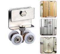 Puleggia a quattro ruote in rame per doccia per porta scorrevole in vetro del bagno, materiale nylon e rame con cuscinetto liscio, a basso rumore, 4,4 x 2,2 cm, diametro ruota 2 cm, foro per vite 0,6