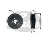 Puleggia albero motore TVD1001 GATES per VW SKODA AUDI SEAT DODGE JEEP MAN FORD