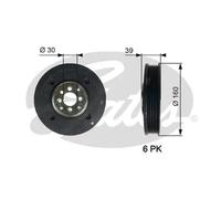 Gates Puleggia cinghia albero a gomiti TVD1004 per Audi, Ford, Seat, VW