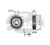 Puleggia albero motore TVD1013A GATES per FIAT ALFA ROMEO SAAB LANCIA OPEL