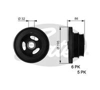 Puleggia albero motore TVD1019 GATES per BMW 7 3 Compact 5 Touring 3 Coupé 3 5