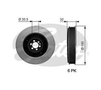 GATES TVD1042 Puleggia cinghia albero a gomiti Puleggia Albero Motore Puleggia albero motore Puleggia motore