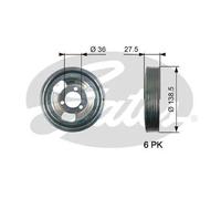 Puleggia albero motore TVD1117 GATES per CITROËN PEUGEOT MINI BMW DS OPEL