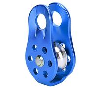 Puleggia Arrampicata su Roccia Grande Altezza Attrezzatura Singola per Sopravvivenza Esterna Blu Lega di Alluminio 20KN per Brevi Distanze, Allenamento Al coperto (BLUE)