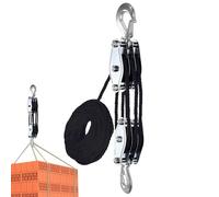 Puleggia con freno a fune e cricchetto, blocco da 15 m/50 ft e Tackle 2200 libbre di rottura, in acciaio inox con anelli di sicurezza, per costruzione, magazzino, caccia, pesca