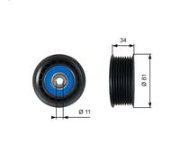 Puleggia di deviazione/guida, cinghia Poly-V GATES T36517 per T 8.867 2004-2019