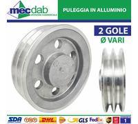 Puleggia In Alluminio Doppia Gola Sezione A - Senza Foro Centrale Vari Ø