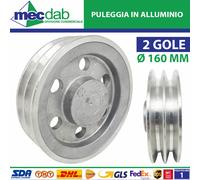 Puleggia In Alluminio Doppia Gola Sezione A - Senza Foro Centrale Vari Ø