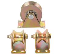 Puleggia per carichi pesanti con scanalatura a V/U per funi e gru, rullo con rotelle in acciaio per sollevamento, stendibiancheria e porte scorrevoli, capacità di carico di 200 kg 4 pcs 3.5"(90mm-V)