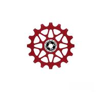Puleggia per deragliatore per bicicletta, in lega di alluminio, 10T o 12T, per MTB e bici da strada, lavorata a CNC con cuscinetti lisci (12T, rosso)