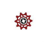 Puleggia per deragliatore per bicicletta in lega di alluminio con cuscinetti, ruota guida lavorata a CNC per bici da strada MTB, opzioni 10T/12T/14T/16T (10T-rosso)
