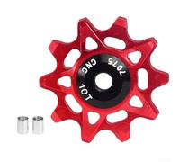 Puleggia per deragliatore posteriore per bici 10T16T con cuscinetti in porcellana e due boccole per sistemi di deragliatore a 6 12 velocità, in lega di alluminio (10T rosso)
