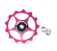 Puleggia per deragliatore posteriore per bici da strada, 11T, 13T, per ruota con cuscinetti in acciaio sigillati, rullo deragliatore in lega di alluminio (13T rosa rosso)