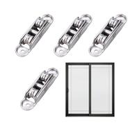 Puleggia per porta scorrevole - set di 4 ruote ruote regolabili a 4 in lega di zinco | Cuscinetto silenzioso per terrazza, balcone, cucina, soggiorno, ufficio - rullo di porte sostitutive