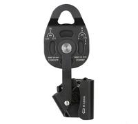 Puleggia unidirezionale per arrampicata su roccia, carico statico 25KN in lega di alluminio con blocco a cricchetto, strumento di sollevamento corda per sartiame speleologico da 8-12 mm, nero (nero)