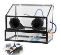 Pulidora de Mesa eléctrica Totalmente cerrada con cubierta acrílica, caja de polvo con depósito de circulación, Luz LED y ventilador, para odontología, pulido, perforación y Corte (2 orificios).