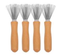 Pulisci Spazzole Chioma a Rastrello, Legno Argento, 4 Pezzi