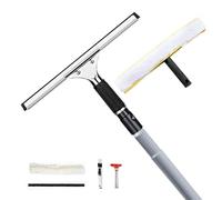 Pulisci Vetri Finestre Professionale Lavavetri con Manico Telescopico 10.5m Tergivetro in Silicone con 35cm Ricaricabile Tampone Microfibra e Tapis Chenille Tergipavimento per Pareti di Vetro Bagno