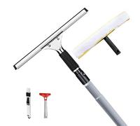 Pulisci Vetri Finestre Professionale Lavavetri con Manico Telescopico 2.4m Tergivetro in Silicone con 35cm Tampone Microfibra e Tapis Chenille Tergipavimento per Pareti di Vetro Bagno Auto