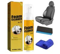 Pulitore a Schiuma per Auto,Rimuovi Macchie Sedile Auto con Panno e Spugna | Soluzione Detergente 100ml per Plastiche Volante Sedili in Pelle Console Centrale Porte