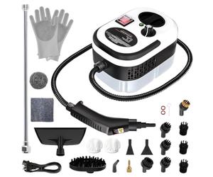 Pulitore a vapore 30 secondi tempo di riscaldamento, serbatoio dell'acqua da 1,2 l, 20 accessori per pavimenti, finestre, bagno, senza prodotti chimici, certificazione GS (bianco)