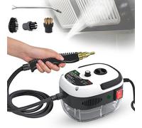 Pulitore a vapore ad alta pressione da 1500 W, pulitore a vapore portatile, vaporizzatore portatile per auto, con 3 testine per spazzole, riscaldamento rapido 10 secondi, adatto per pavimenti, white