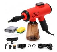 Pulitore a vapore portatile, 1200 W, 3 livelli regolabili, 600 ml | Pulitore a vapore ad alta pressione, pulisce macchie di grasso e sporcizia, riscaldamento in 13 secondi(red)