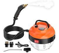 Pulitore a Vapore Portatile, 3800W 1L Pulitore a Vapore a Mano Multiuso, 6Velocità Regolabile con Pulsante Touch, Riscaldamento 10 Sec Per Seggiolini Auto, Finestre, Cucina Rimuovere Sporco, Grasso