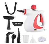 Pulitore a Vapore Portatile con 9 Accessori, 1050 W Pulitore Vapore Casa, Vaporizzatore con Manico Ergonomico, Rimuovere Sporco Grasso per Tutti Pavimenti Giunti Mobili Imbottiti Sedili Auto
