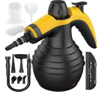 Pulitore a vapore portatile pressurizzato con 10 accessori e blocco di sicurezza, vapore multiuso e potente per la pulizia, auto, bagno, doccia, tappezzeria, malta, finestre (nero)
