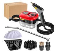 Pulitore a vapore portatile Pulitore a vapore multiuso automatico Serbatoio dell'acqua da 1200 ml, Regolazione dell'uscita del vapore a 6 velocità da 1500 W Interruttore manuale(Black Red)