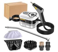 Pulitore a vapore portatile Pulitore a vapore multiuso automatico Serbatoio dell'acqua da 1200 ml, Regolazione dell'uscita del vapore a 6 velocità da 1500 W Interruttore manuale(Black White)
