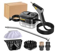 Pulitore a vapore portatile Pulitore a vapore multiuso automatico Serbatoio dell'acqua da 1200 ml, Regolazione dell'uscita del vapore a 6 velocità da 1500 W Interruttore manuale(Black)