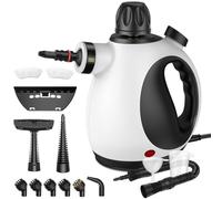 Pulitore a Vapore Portatile, Pulitore Vapore Casa Multiuso con Blocco di Sicurezza e 14 Accessori, Pulitore a Vapore Manuale Pressurizzato per Bagno, Finestre, Cucina(Nero&Bianco)