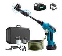 Pulitore ad alta pressione a batteria, max 60 bar con 2 batterie 10 x 1500 mAh, spruzzatore di schiuma, 6 in 1 multiuso ugello girevole per pulizia e irrigazione (fornito con 1 blocco di batteria 3.0