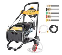 Pulitore ad alta pressione a benzina a 4 tempi, 7,5 CV, pistola professionale ad alta pressione da giardino, pulitore a benzina con 5 ugelli, tubo da 8 m, tubo di alimentazione dell'acqua da 2 m, per