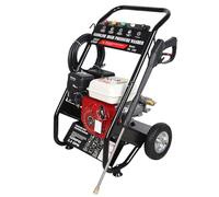 Pulitore ad alta pressione a benzina, pulitore da giardino, 7,5 CV, 152 bar, motore a quattro tempi, portatile con tubo da 8 m e 5 ugelli, per auto, terrazza, cortile, con ruote in gomma e