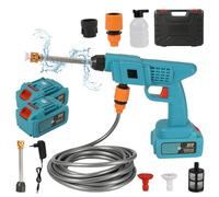 Pulitore ad alta pressione, idropulitrice portatile con 2 batterie da 12000 mAh, 21 V, idropulitrice portatile ad alta pressione, 30 bar con tubo da 10 m, brocca di schiuma, per lavaggio auto, pulizia